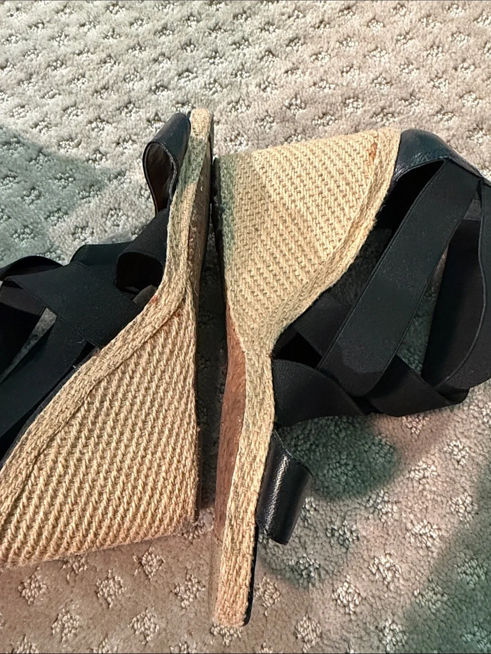 Lauren Ralph Lauren Black Crisscross Espadrille Wedge Sandals